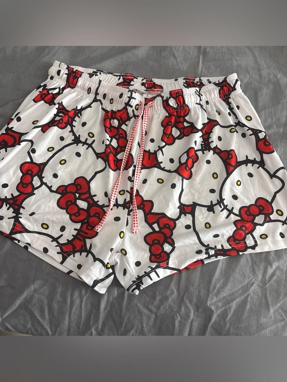 White and Red Hello Kitty Printed Women's Lounge Shorts